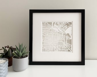 Ann Arbor, Detroit, or Grand Rapids, Michigan Hand Cut Map Original Artwork