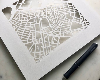 Reykjavik, Cape Town, or Auckland Hand Cut Map Artwork
