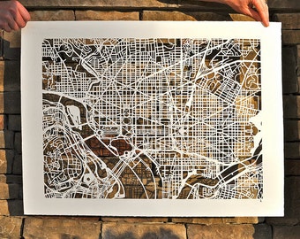 Washington D.C. Hand Cut Map Original Art