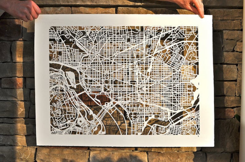 Washington D.C. Hand Cut Map Original Art image 1