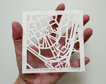University of Washington Hand Cut Map Artwork, 4x4