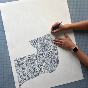 London Hand Cut Map Artwork, 22x30. image 5