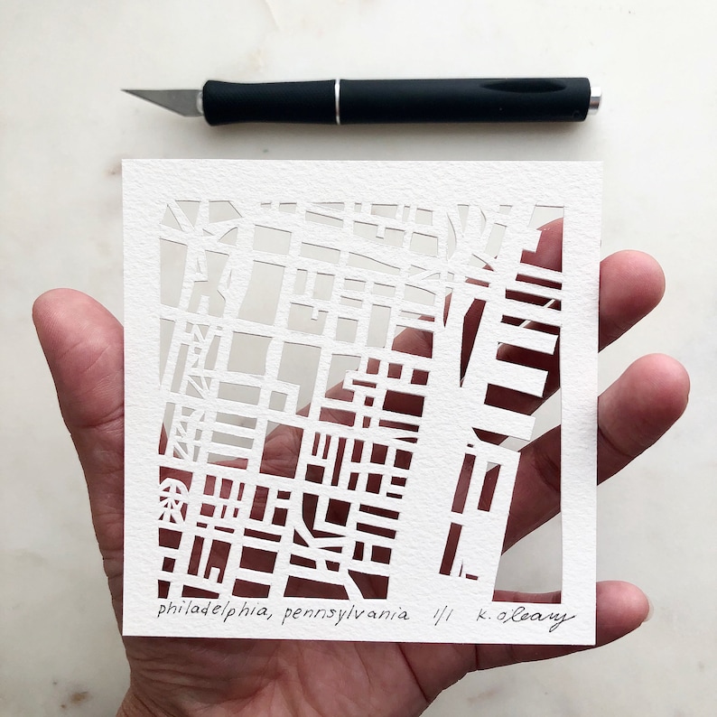 Custom Miniature Hand Cut Map ORIGINAL Artwork. 4x4. | Etsy