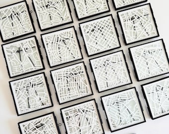 Charlotte Hand Cut Map Artwork, 4x4