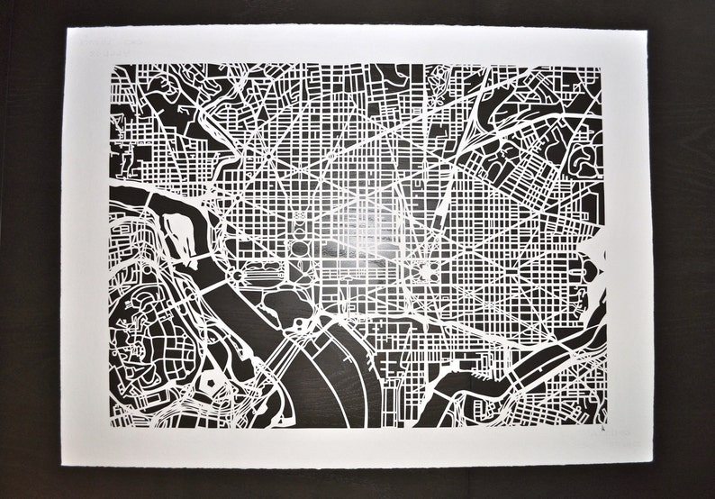 Washington D.C. Hand Cut Map Original Art image 5