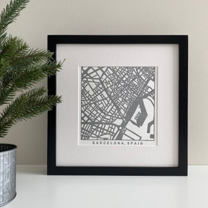 Barcelona, Spanien, Letterpress Map Prints