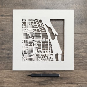 Chicago neighborhood Hand Cut Map Artwork image 10