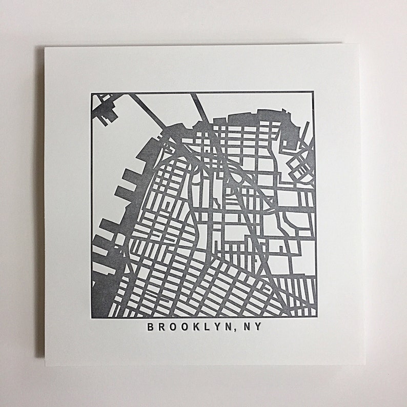 Nyc or Brooklyn, New York Letterpress Map Print image 3