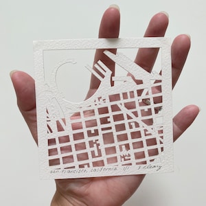 San Francisco, San Diego, Long Beach, or Los Angeles, California Hand Cut Map Artwork, 4x4