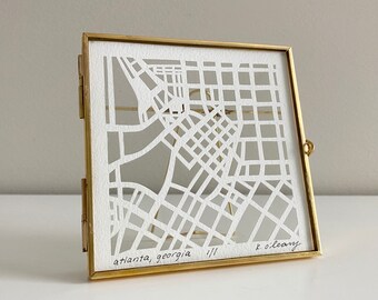Custom Miniature Hand Cut Map ORIGINAL Artwork, 4x4