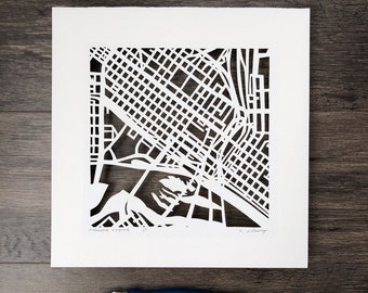 Richmond, Virginia or Morgantown, WV Hand Cut Map Artwork