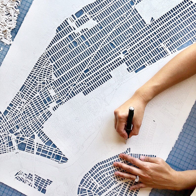 New York City Hand Cut Map Original, 22x30 image 7