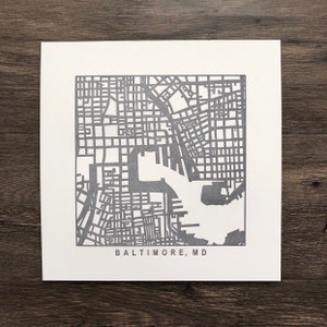 Carte typographique de Baltimore MD Impression artistique