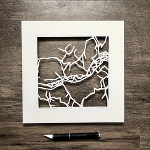 Studio KMO Custom Hand Cut Map, Original Artwork. 10x10. image 8