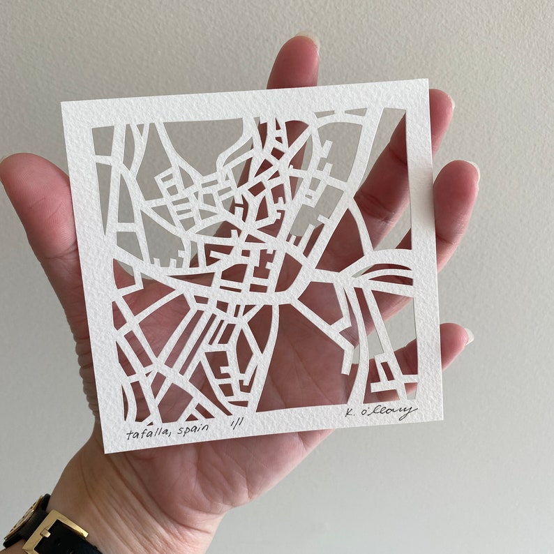Custom Miniature Hand Cut Map ORIGINAL Artwork, 4x4 image 5