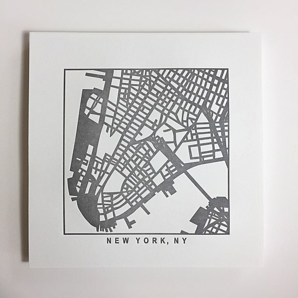 Nyc or Brooklyn, New York Letterpress Map Print