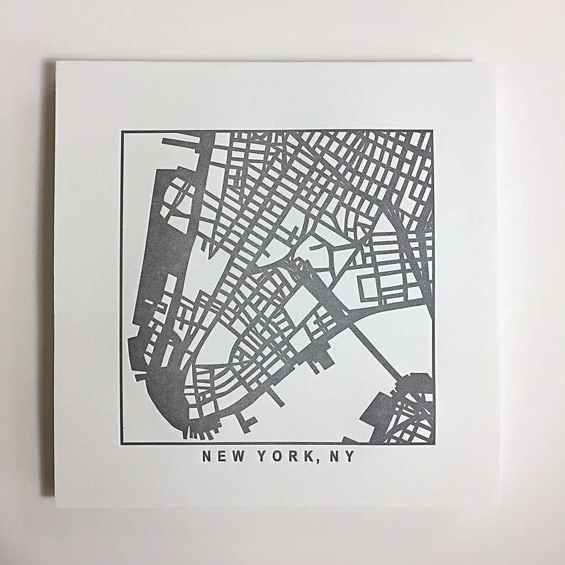 Nyc or Brooklyn, New York Letterpress Map Print image 1