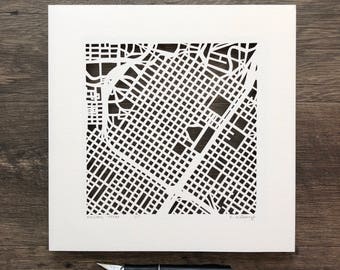 Houston, Dallas, San Antonio, Fort Worth, or San Marcos, Waco, or Galveston, Texas Hand Cut Map Artwork