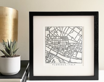 Florence or Rome, Italy, Letterpress Map Prints