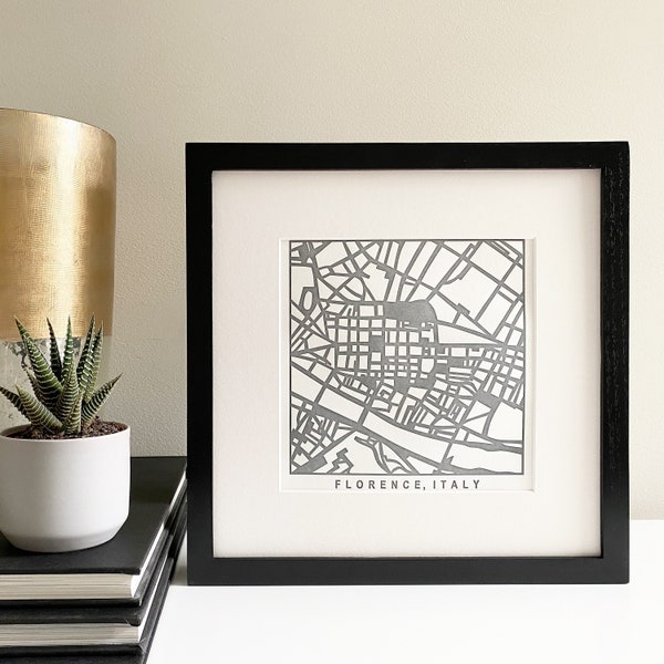 Florence or Rome, Italy, Letterpress Map Prints