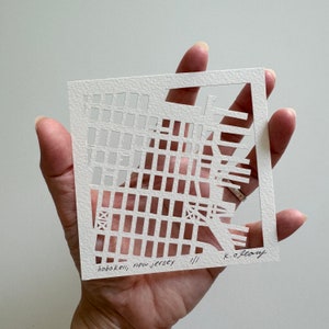 Hoboken, Jersey City, or Cape May, NJ Hand Cut Map Artwork, 4x4
