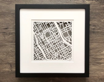 Memphis, Nashville, The Gulch, Franklin, Chattanooga or Knoxville, TN Hand Cut Map Artwork