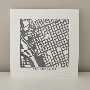 Columbia, Charleston, or Greenville, SC, Letterpress Map Prints imagem 6