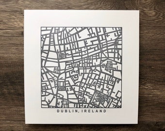 Dublin, Ireland, Letterpress Map Prints