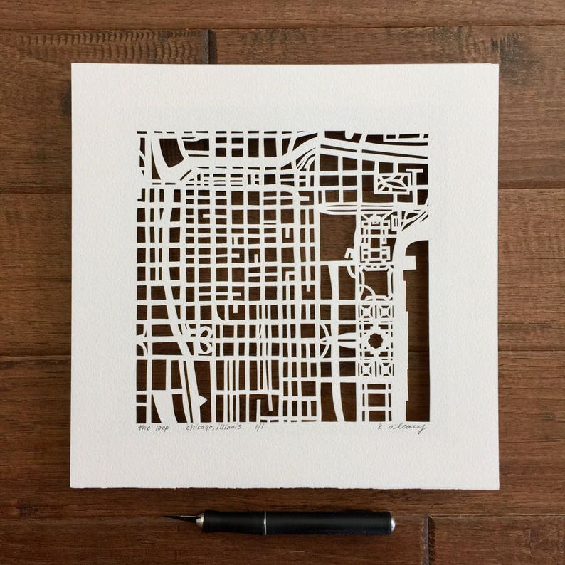 Chicago neighborhood Hand Cut Map Artwork image 4