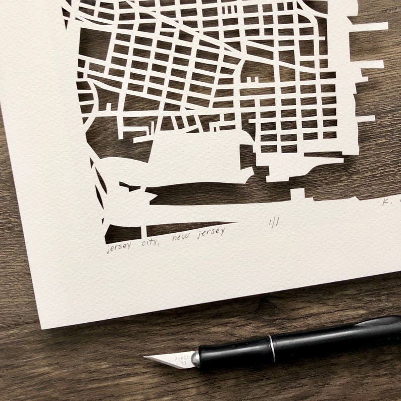 Hoboken, Jersey City, Point Pleasant, Newark, Seaside or Morristown, NJ Hand Cut Map Artwork image 4