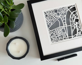 London, UK or Copenhagen, Denmark Hand Cut Map Original Artwork, 10x10