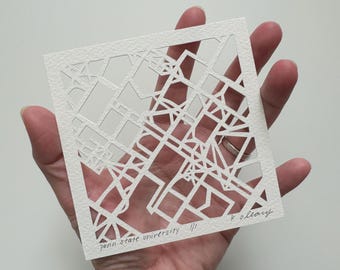 Penn State University Hand Cut Map Artwork, 4x4