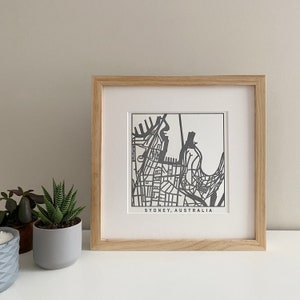 Sydney, Australia Letterpress Map Print
