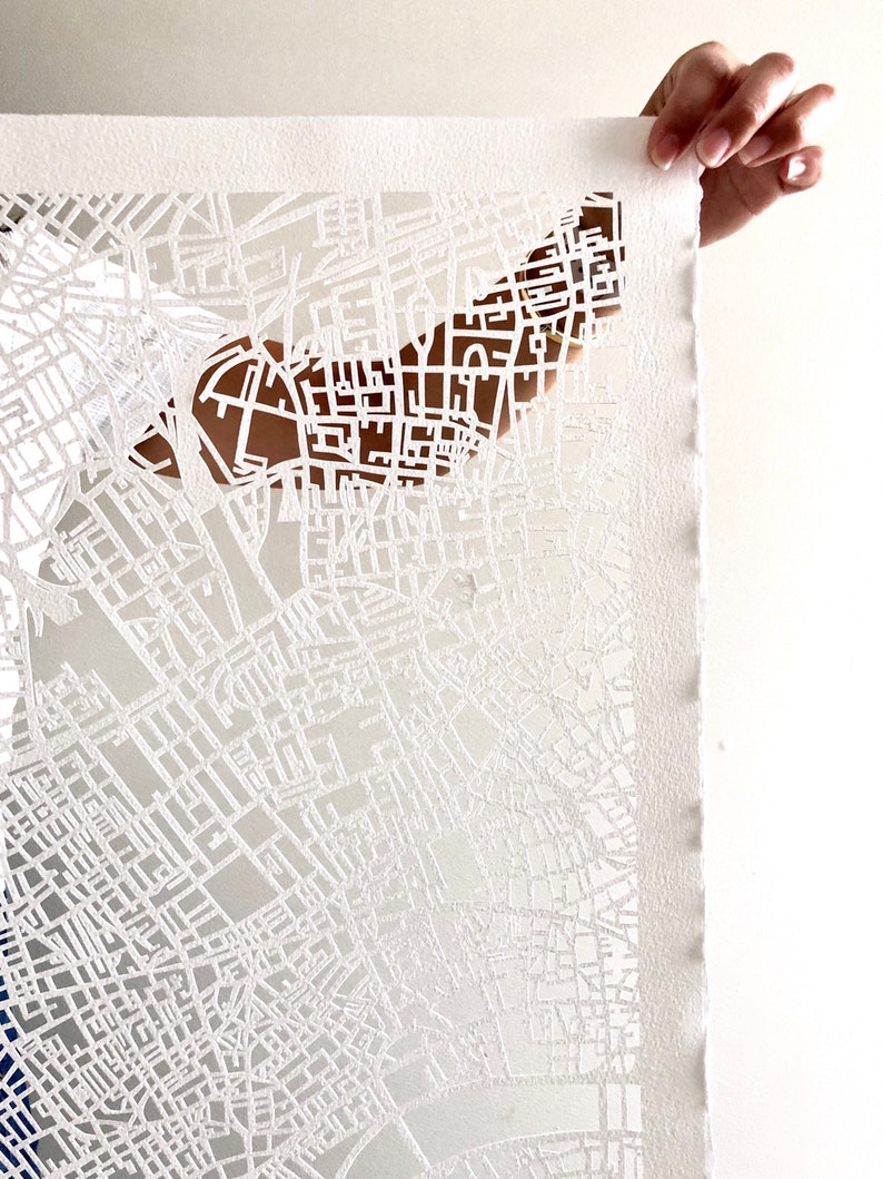 London Hand Cut Map Artwork, 22x30. image 2