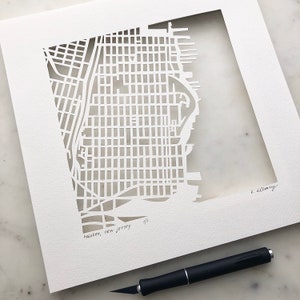 Hoboken, Jersey City, Point Pleasant, Newark, Seaside or Morristown, NJ Hand Cut Map Artwork image 2