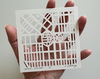 Denver, Grand Lake, or Aspen, Colorado Hand Cut Map Artwork, 4x4