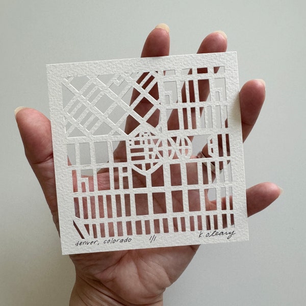 Denver, Grand Lake, or Aspen, Colorado Hand Cut Map Artwork, 4x4