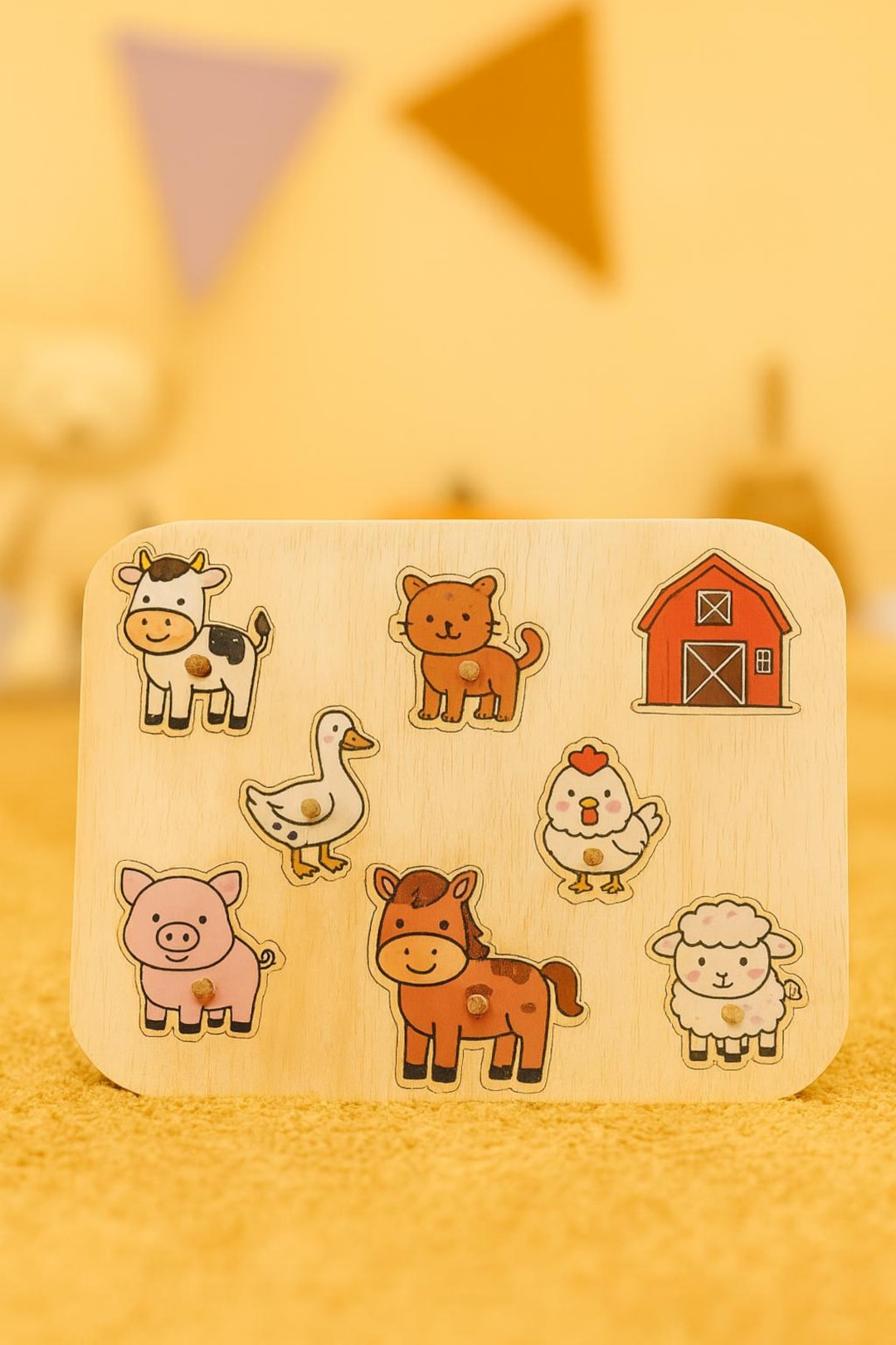 Farm Animal Wooden Peg Puzzle – Montessori Toddler Learning Toy - Etsy