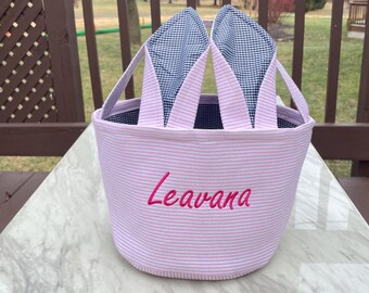 Personalized Embroidered Easter Basket: Custom Name, Kids Egg Hunt