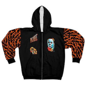 Halloween Zip Hoodie, Streetwear Unisex Jacket, Spooky Halloween Costume, Gothic Style Outerwear, Halloween Apparel