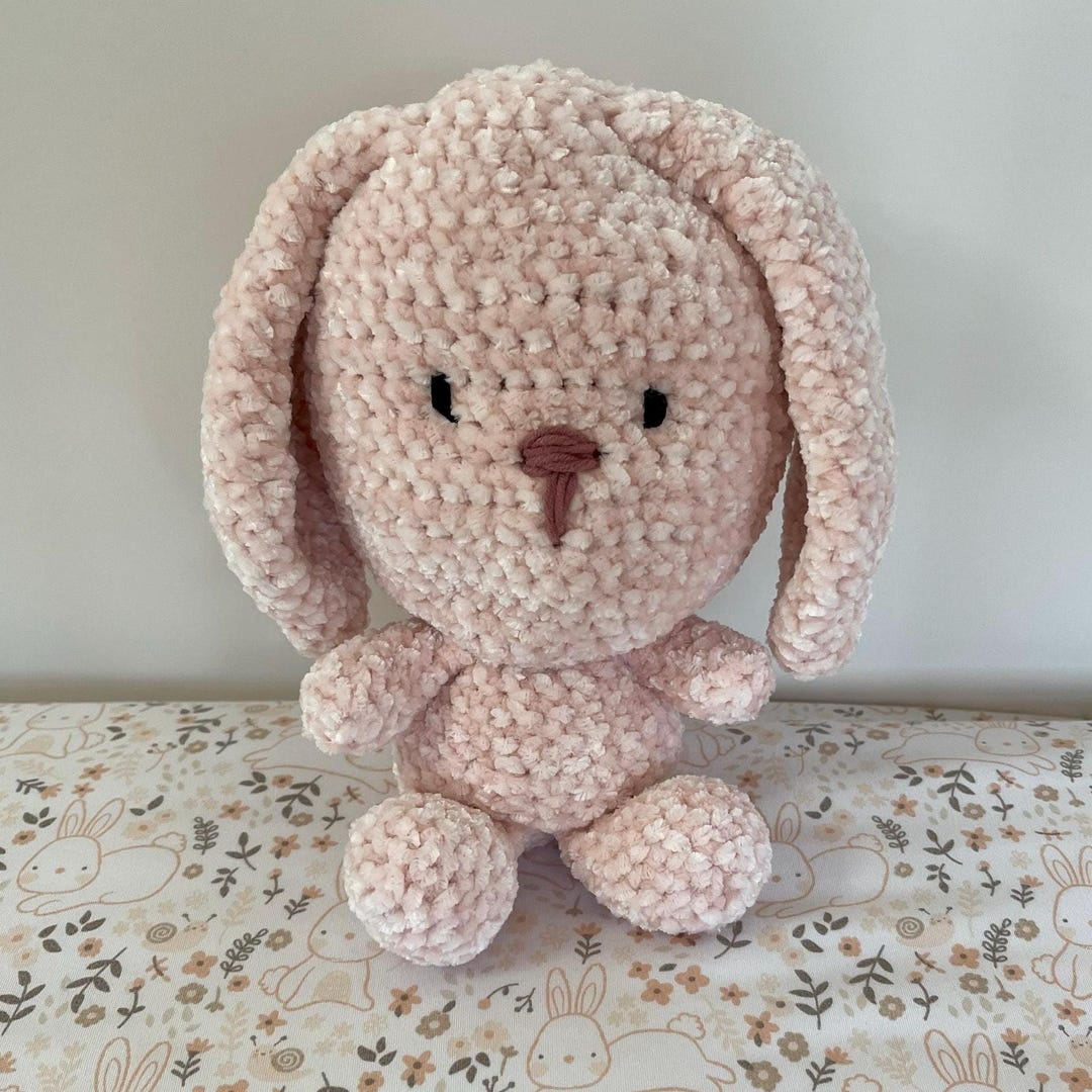 Handmade Crochet Pink Bunny Plush Velvet Stuffed Animal Etsy