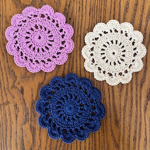 Handmade Crochet Cotton Doily Coaster: Farmhouse Table Decor