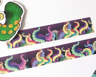 Tentacle washi tape, creepy washi tape for planners, notebooks, spooky journal , horror or halloween themed craft tape