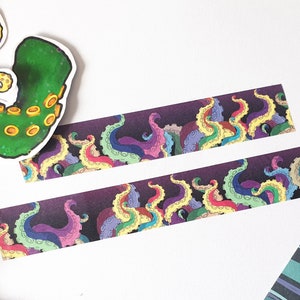 Tentacle washi tape, creepy washi tape for planners, notebooks, spooky journal , horror or halloween themed craft tape