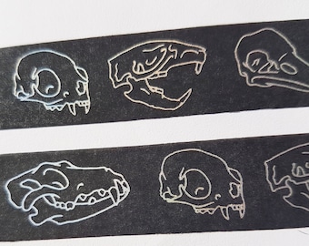Skull Washi Tape: Silver Foil Gothic Animal Deco Tape