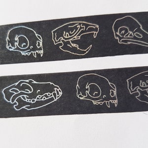 Skull foil washi tape, gothic animal deco tape, alternative craft tape, bullet journal, planner supplies