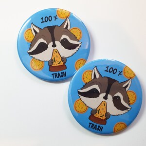 Raccoon Trash Panda in Garbage Pinback Button Pin Badge 