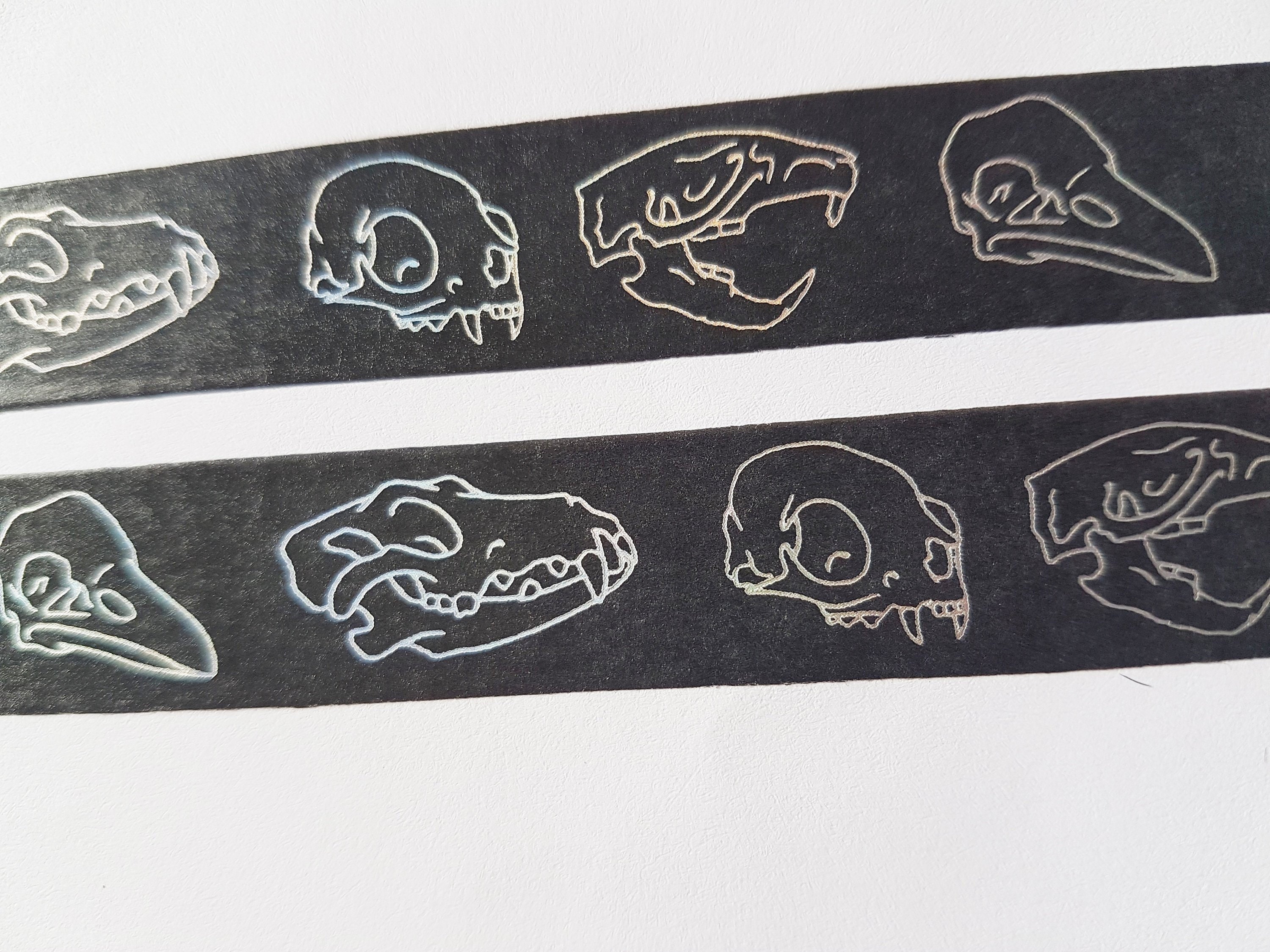 Black Skull Washi Tape, Foil Metallic Glitter Washi Tape, Full Roll SSS-2 