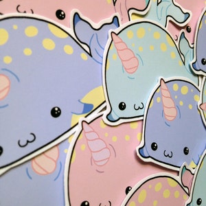 Narwhal sticker set, cute narwhal, cute stickers, kawaii stickers, journal stickers, planner sticker set, kawaii narwhal, cute narwhal image 4