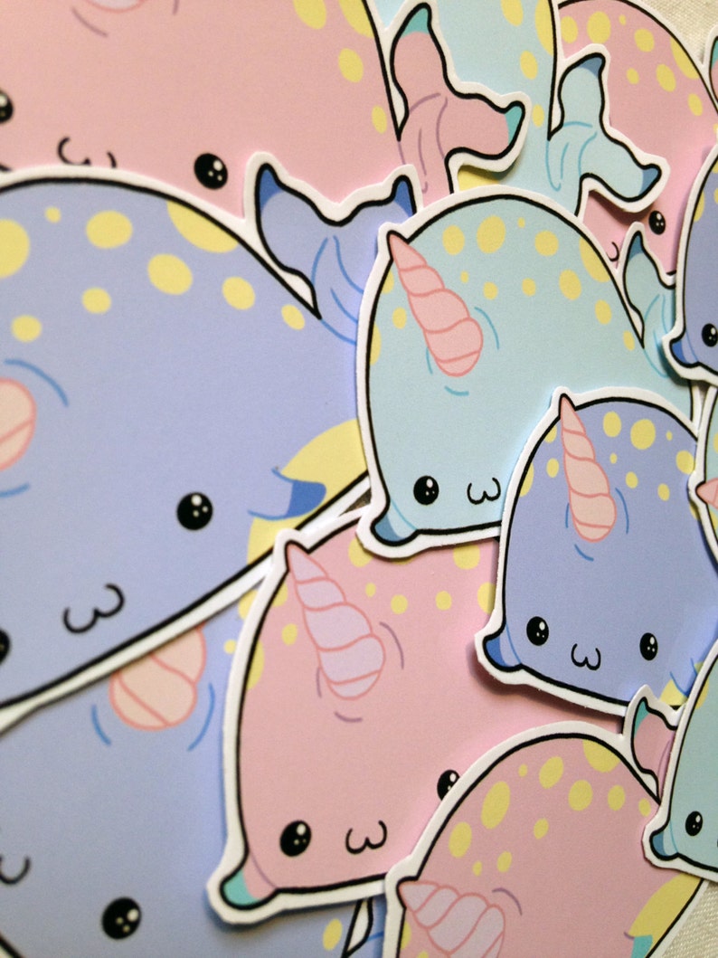 Narwhal sticker set, cute narwhal, cute stickers, kawaii stickers, journal stickers, planner sticker set, kawaii narwhal, cute narwhal image 4